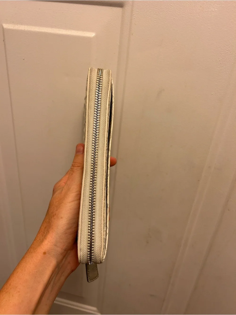 Women's Cream Coach Zip-Around Wallet